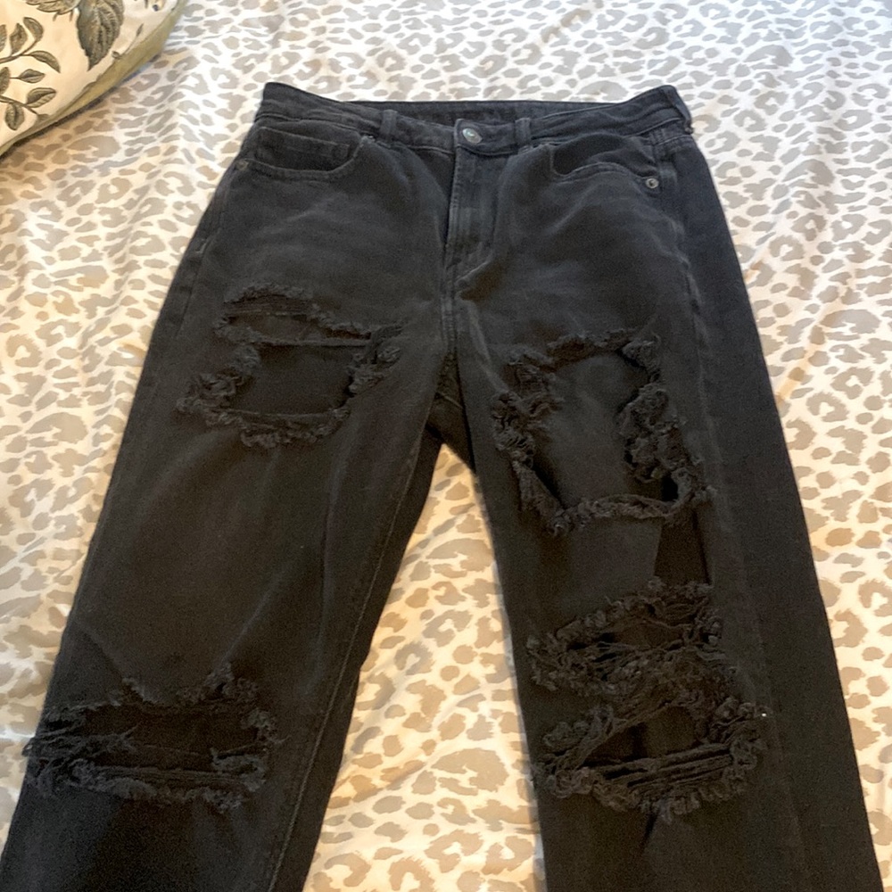 A&E Black Mom jeans ripped